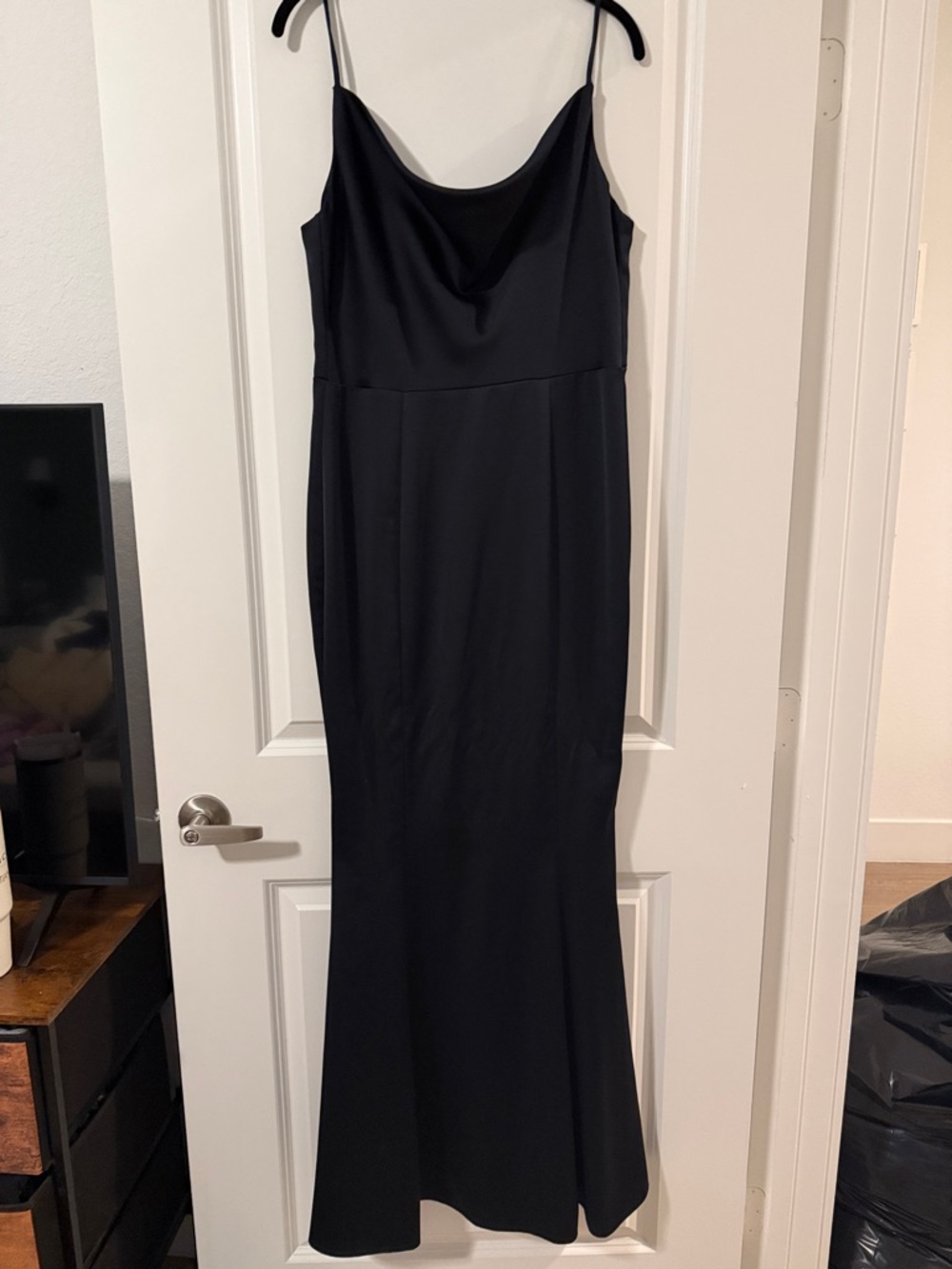 Black Cowl Neck Slip Dress - Elegant Women's Evening Dress
